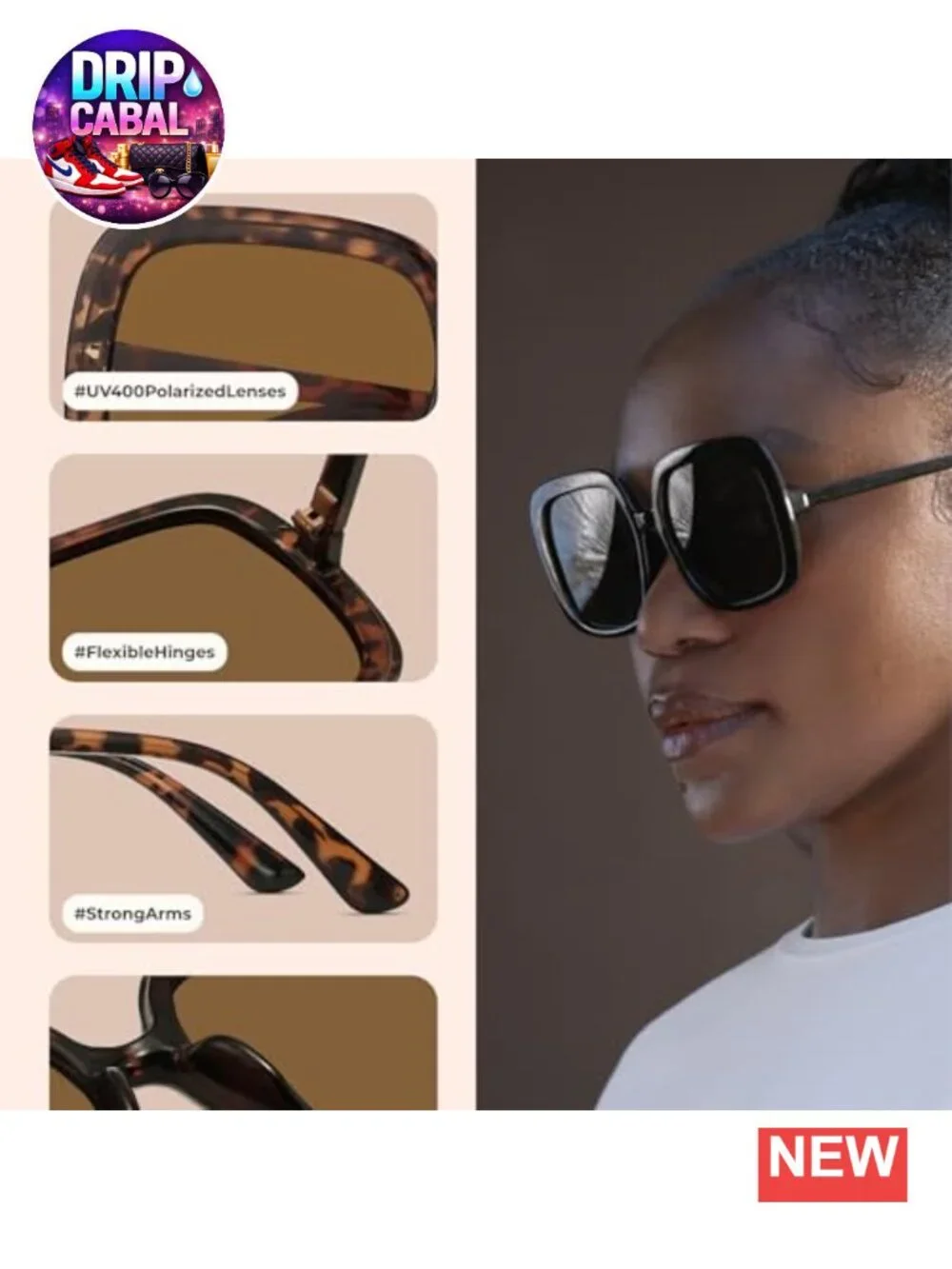 Oversized Polarized Sunglasses Women Retro Trendy Shades UV400